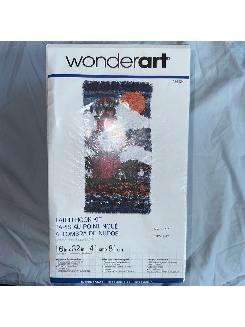 NOS Sealed 2013 Caron Wonderart Latch Hook Kit Lighthouse Scene 16x32 #42614